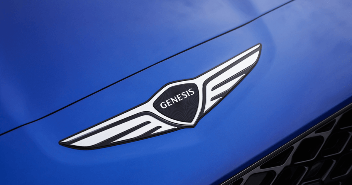 Genesis logo on blue vehicle